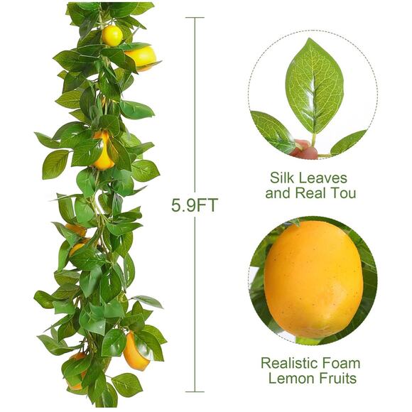 Artificial Lemon Vine Garland 3 strands 5.9ft each - Picture 3 of 6